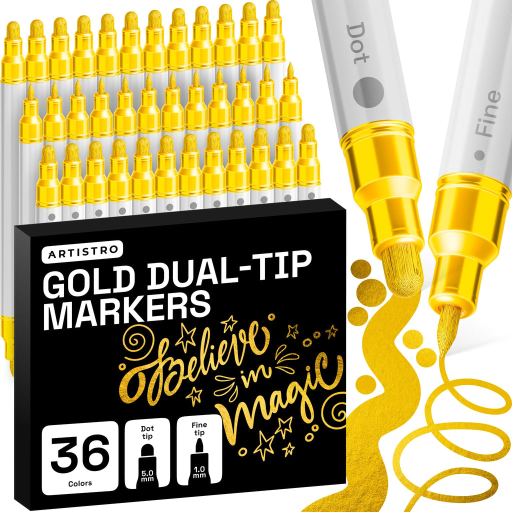 ARTISTRO Metallic Dual-Tip Acrylic Paint Marker Pens - Set of 24