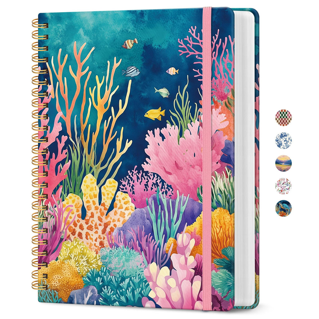 Taja Spiral Notebook for Work Thick Hardcover Lined Journal for Note Taking