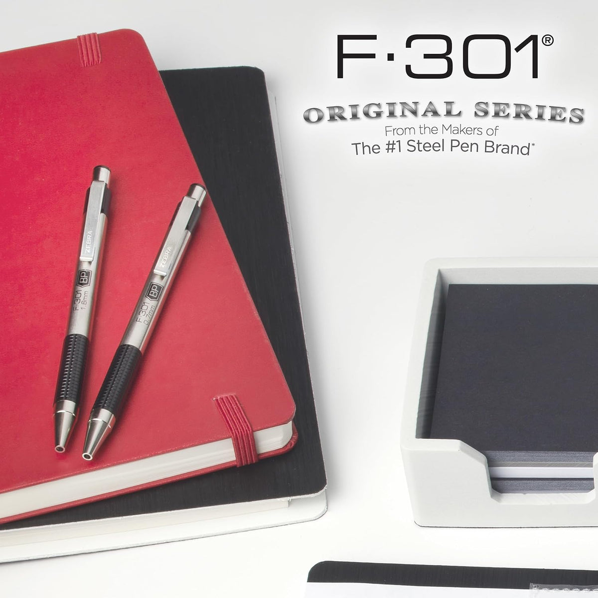 Zebra Pen STEEL F-301 Retractable Ballpoint Pen, Black Ink, 0.7mm, 4-Pack