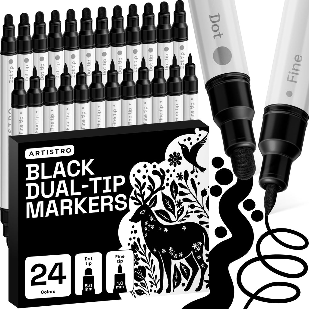 ARTISTRO Metallic Dual-Tip Acrylic Paint Marker Pens - Set of 24