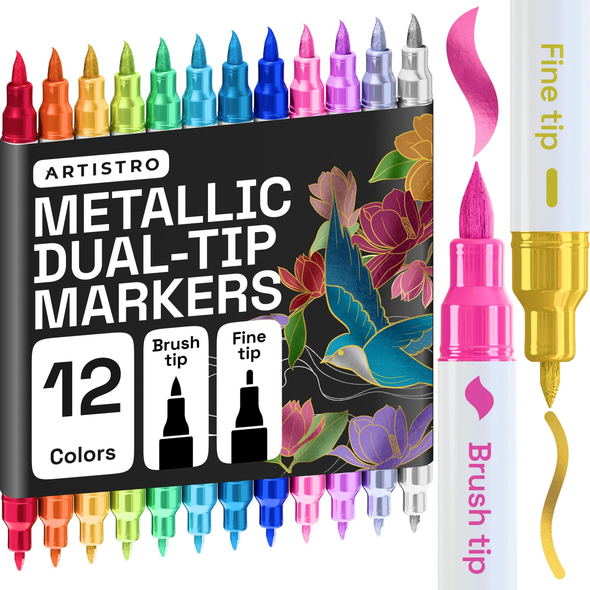 ARTISTRO 24 Skin Tones Dual-Tip Acrylic Paint Marker Pens for Drawing