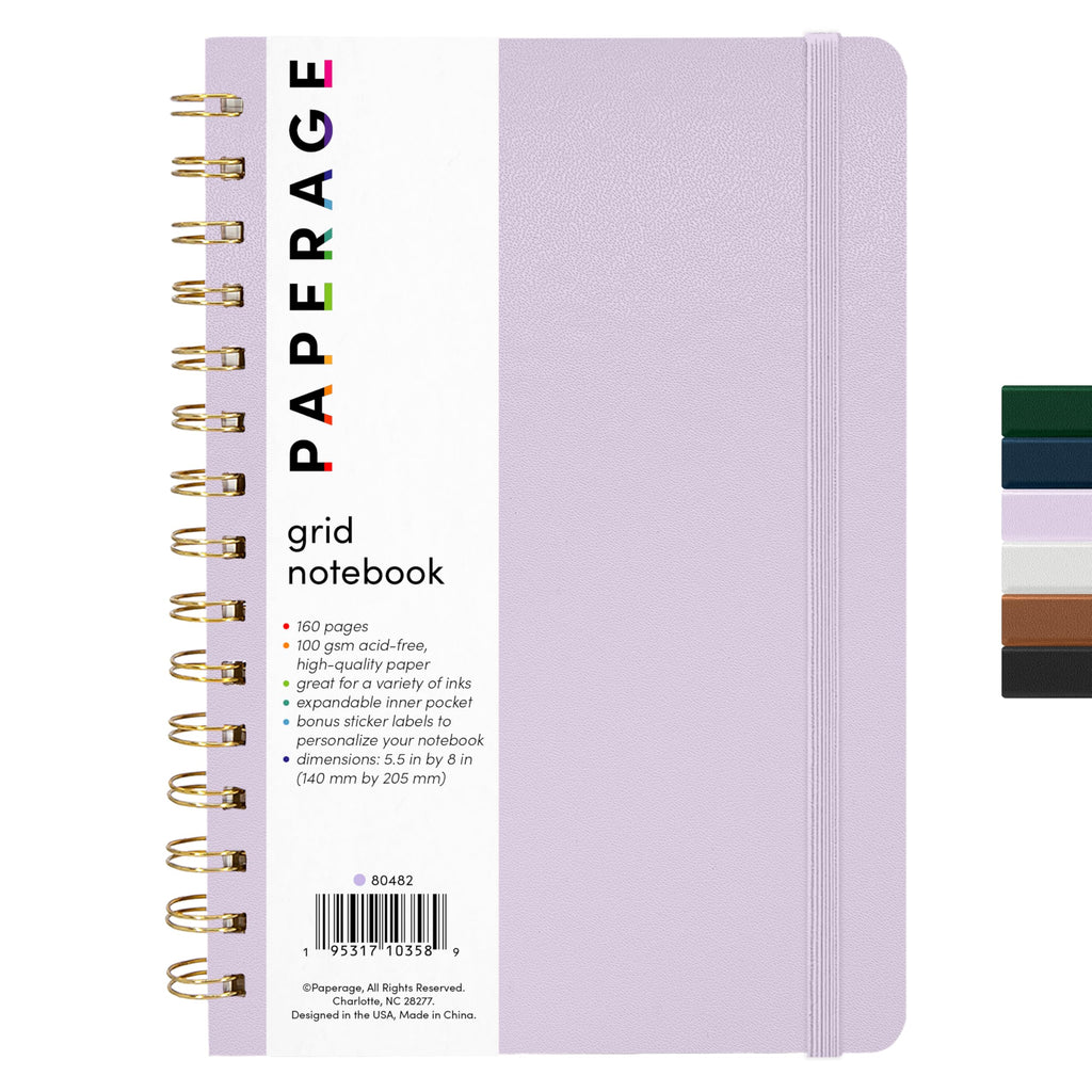 PAPERAGE Lined Spiral Journal Notebook, (Navy, Olive Green, Kraft), 3 Pack, 160 Pages, Medium 5.5 inches x 8 inches - 100 GSM Thick Paper, Hardcover, Double-Wire Spiral Journal & Notebook