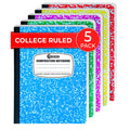 Rosmonde 5 Pack Composition Notebooks College Ruled, Color Marble Notebooks