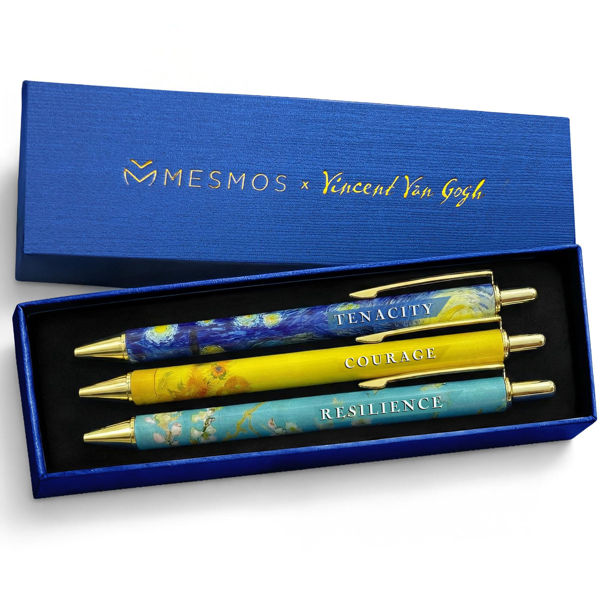 MESMOS 3pc Van Gogh Fancy Pen Set, Nice Cute Luxury Aesthetic Pens for Women Journaling, Pretty Luxury Office Journaling Journal Pens Women