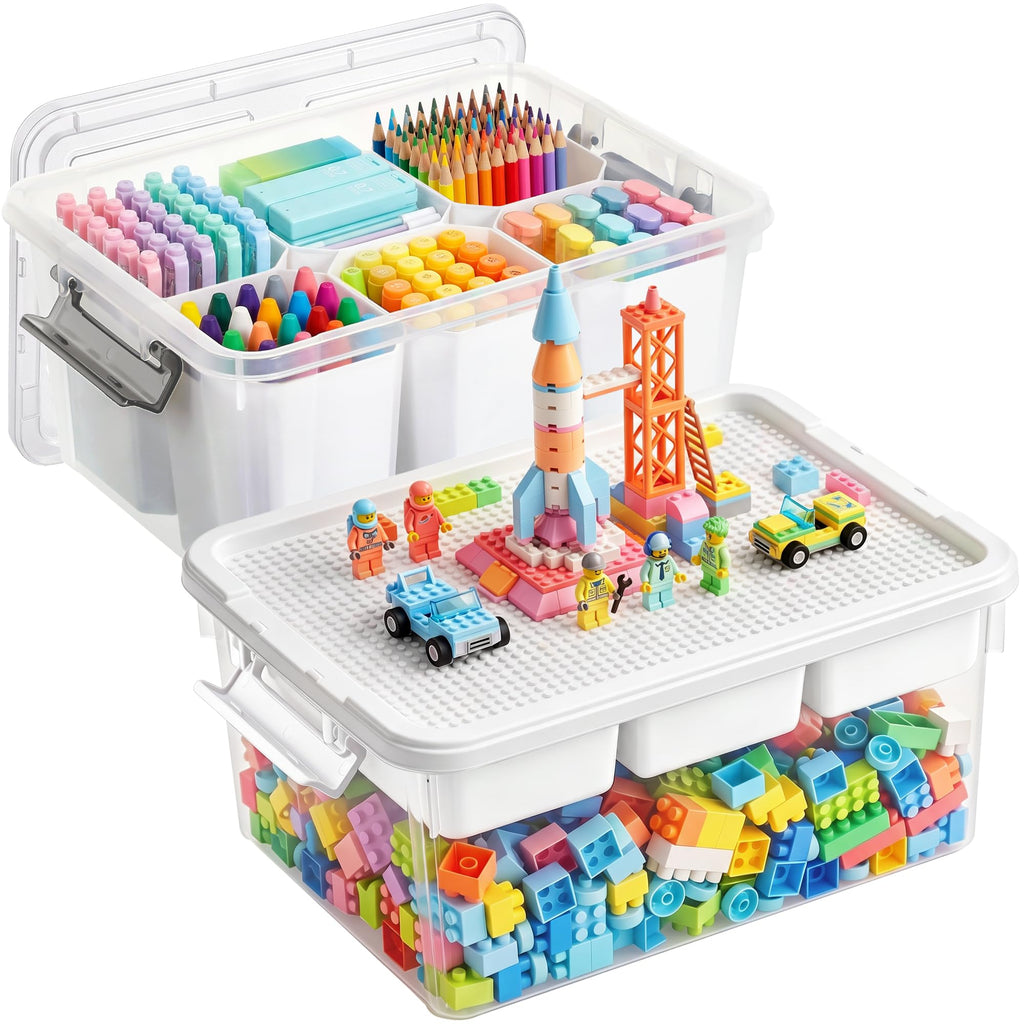 Citylife 17QT Craft Organizers and Storage bins with Lids, Marker Organizer