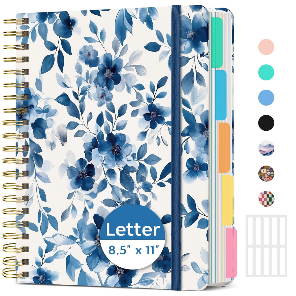 Taja Large Spiral Notebooks for Work 5 Subject with Removable Dividers