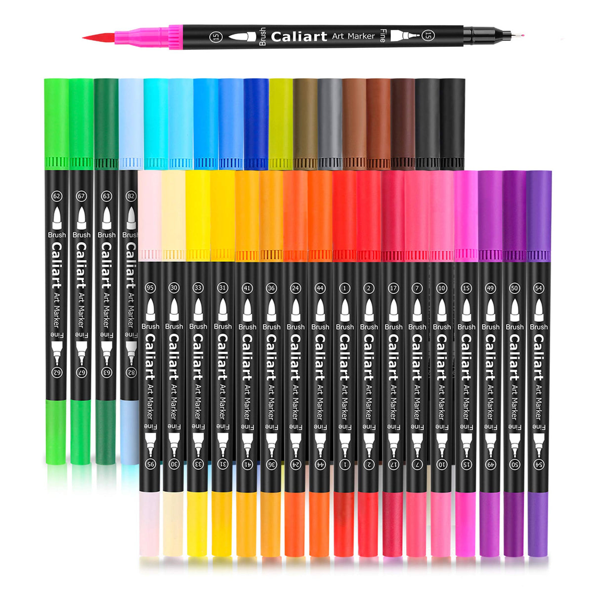 Caliart 72 Colors Double Tip Brush Pen Art Markers for Adult Coloring Books