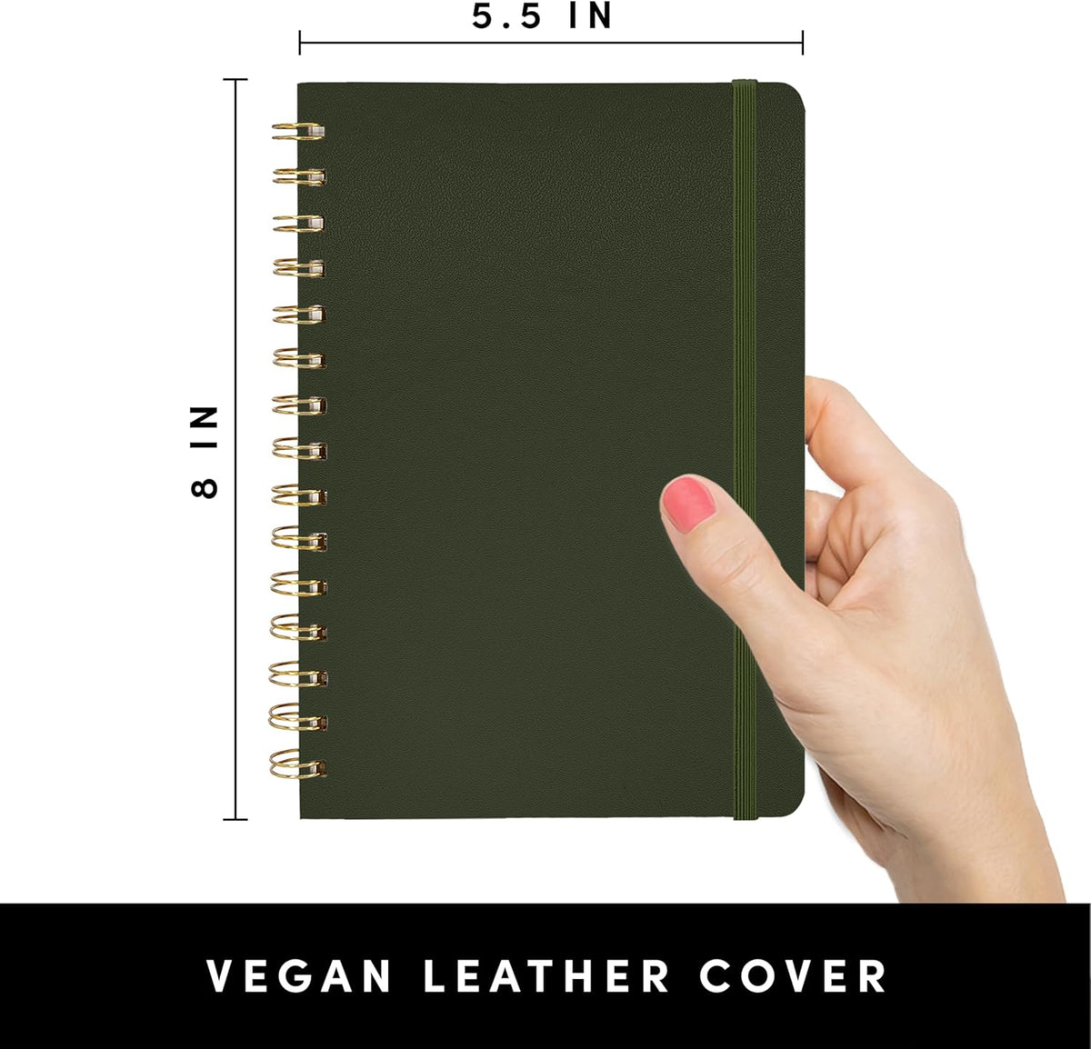 PAPERAGE Lined Spiral Journal Notebook, (Navy, Olive Green, Kraft), 3 Pack, 160 Pages, Medium 5.5 inches x 8 inches - 100 GSM Thick Paper, Hardcover, Double-Wire Spiral Journal & Notebook