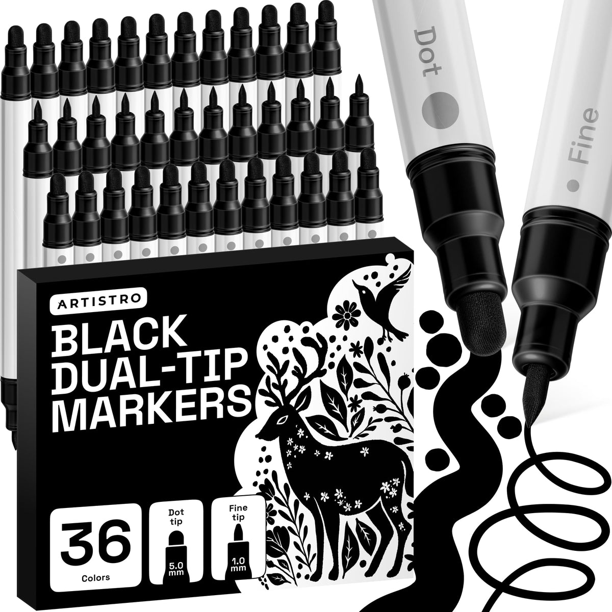 ARTISTRO Metallic Dual-Tip Acrylic Paint Marker Pens - Set of 24