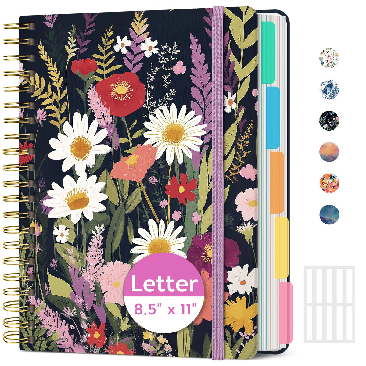 Taja Large Spiral Notebooks for Work 5 Subject with Removable Dividers