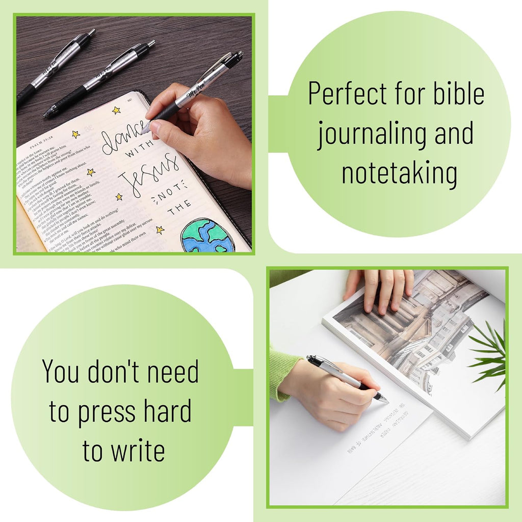 Mr. Pen- Retractable Bible Journaling Pens, 6 Pack, Black Ink