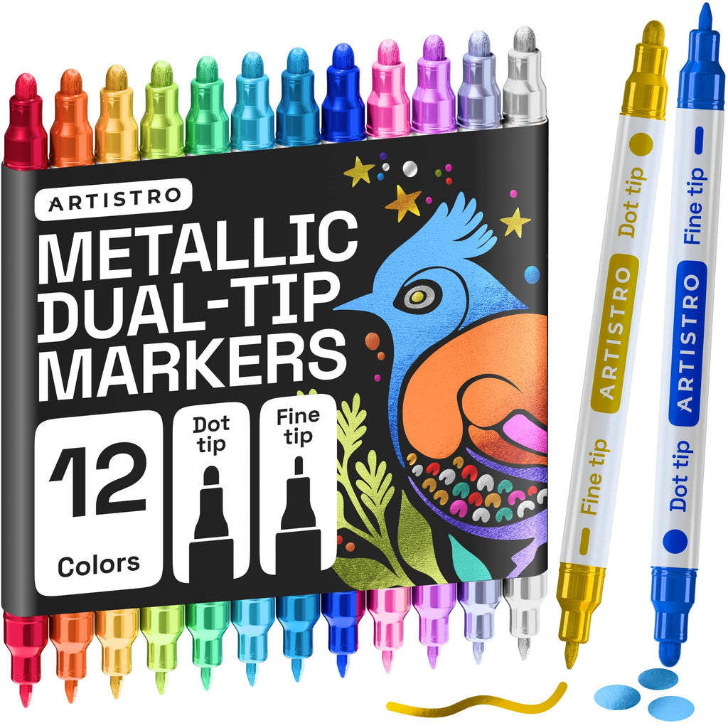 ARTISTRO Metallic Dual-Tip Acrylic Paint Marker Pens - Set of 24