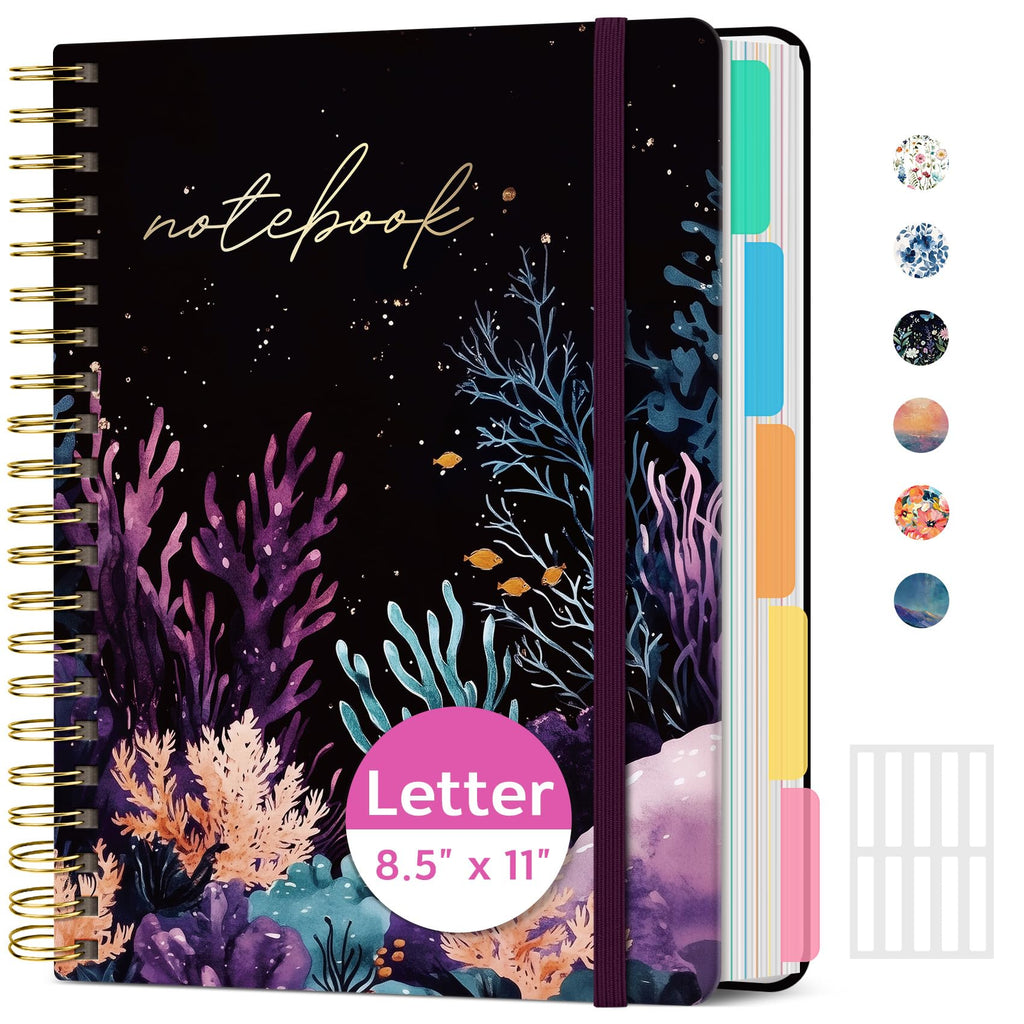 Taja Large Spiral Notebooks for Work 5 Subject with Removable Dividers