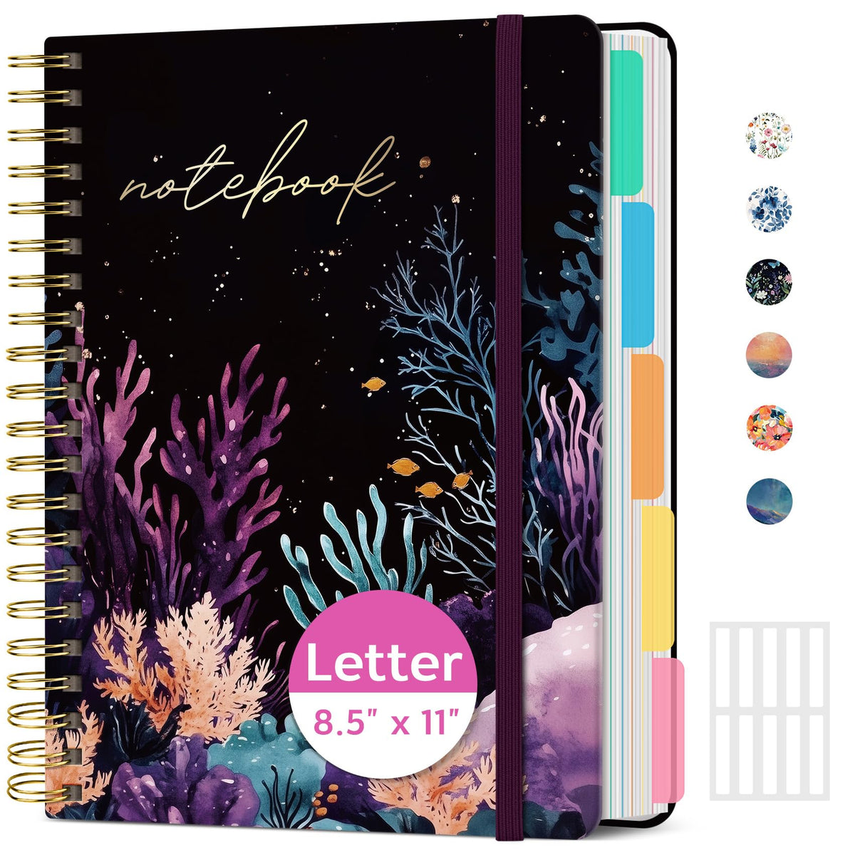 Taja Large Spiral Notebooks for Work 5 Subject with Removable Dividers