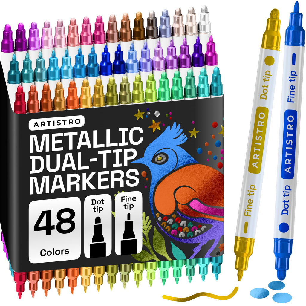 ARTISTRO Metallic Dual-Tip Acrylic Paint Marker Pens - Set of 24