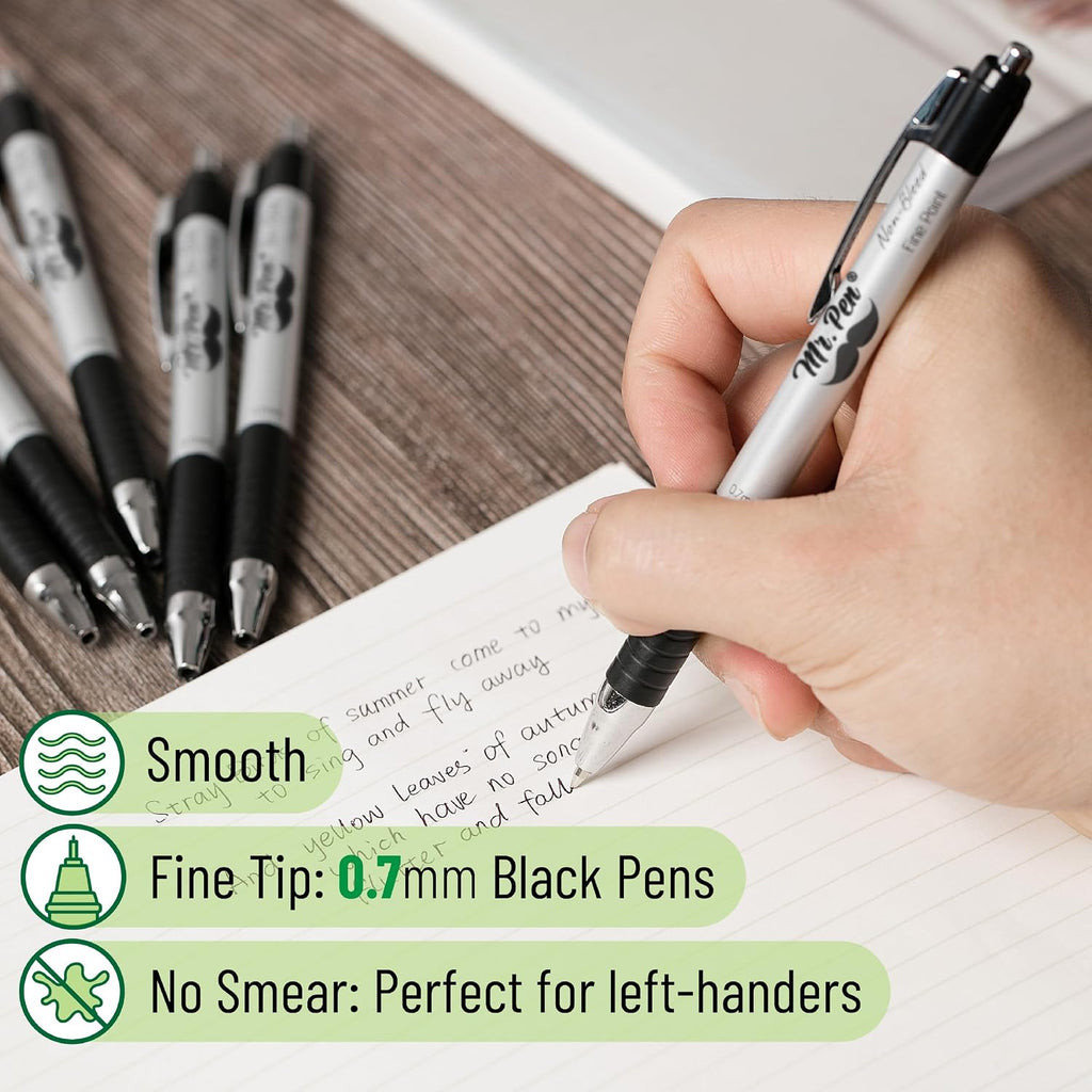 Mr. Pen- Retractable Bible Journaling Pens, 6 Pack, Black Ink