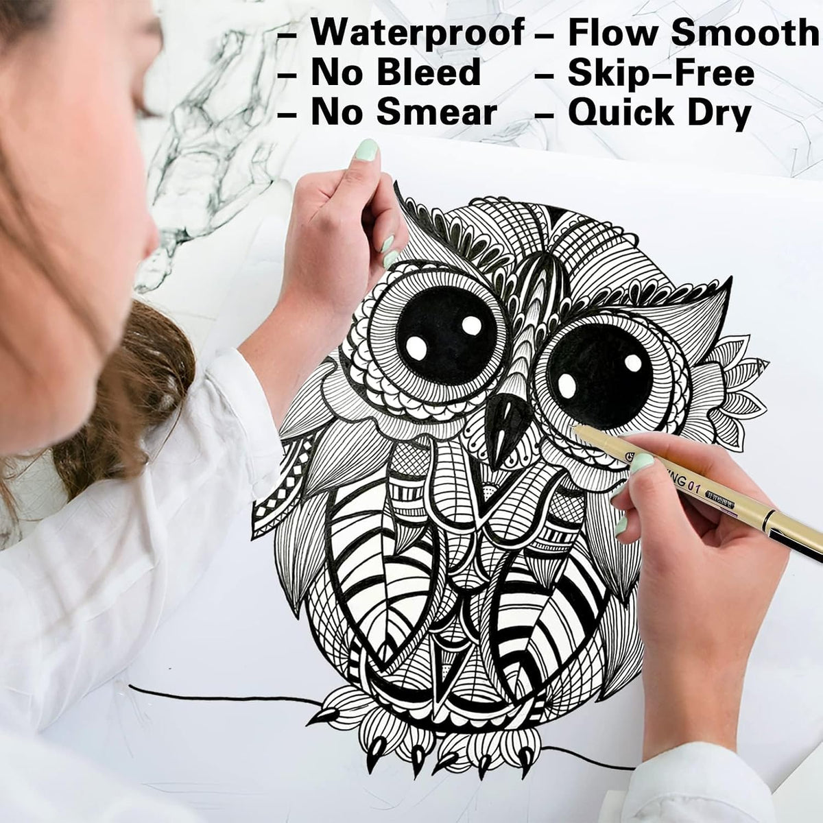 Muchcute Micro Fineliner Drawing Art Pens,12 Black Art Supplies Adult Craft