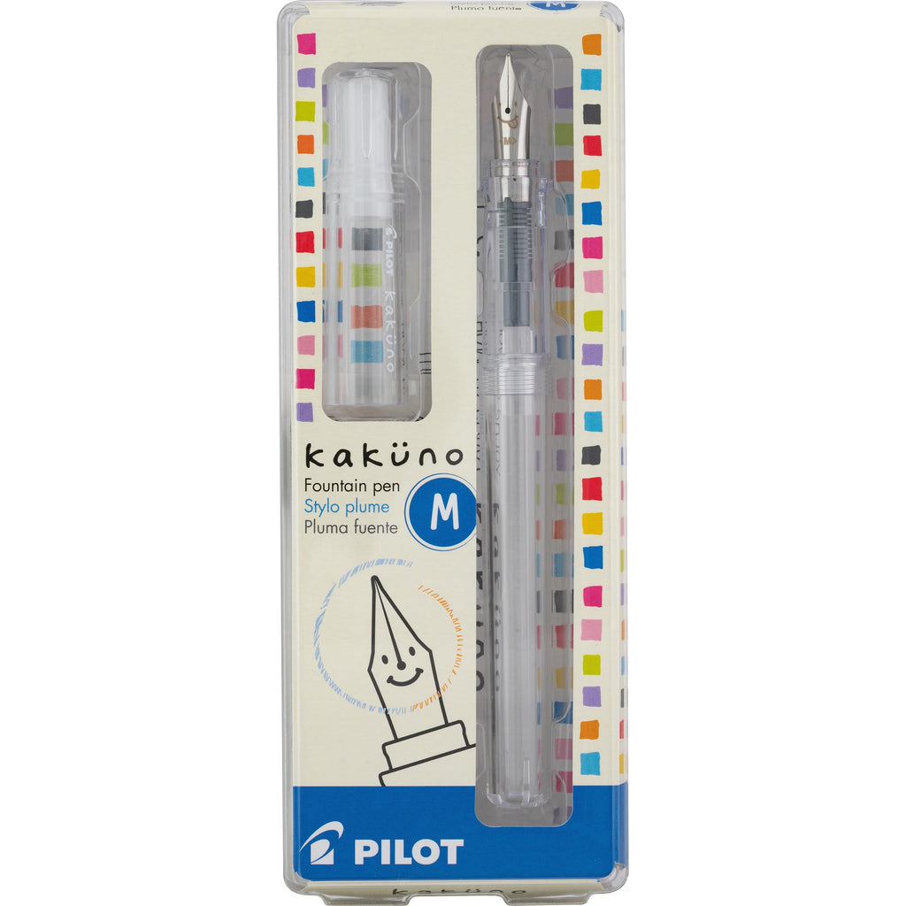 PILOT Kakuno Fountain Pen, Clear Barrel, Medium Nib 0.5mm