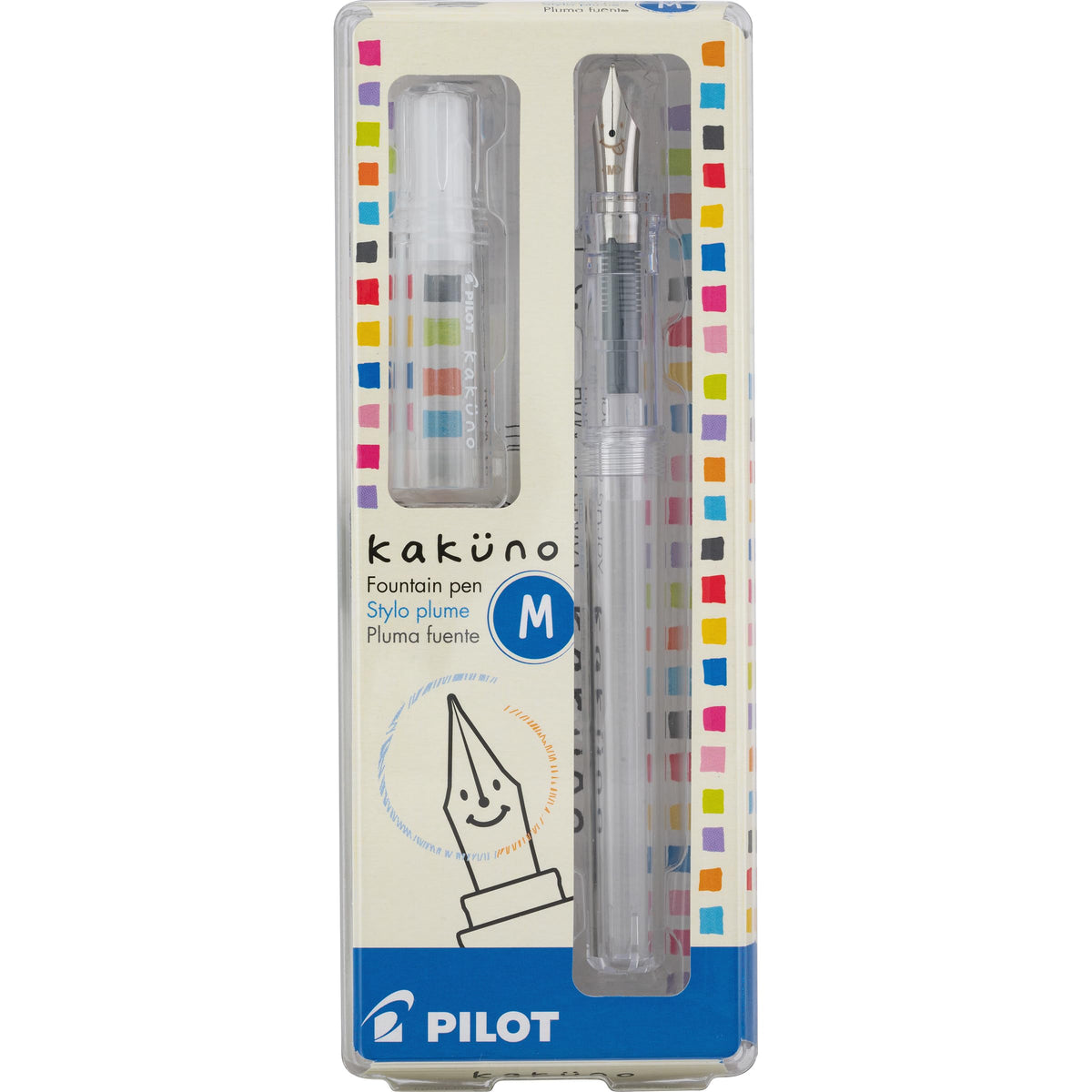 PILOT Kakuno Fountain Pen, Clear Barrel, Medium Nib 0.5mm