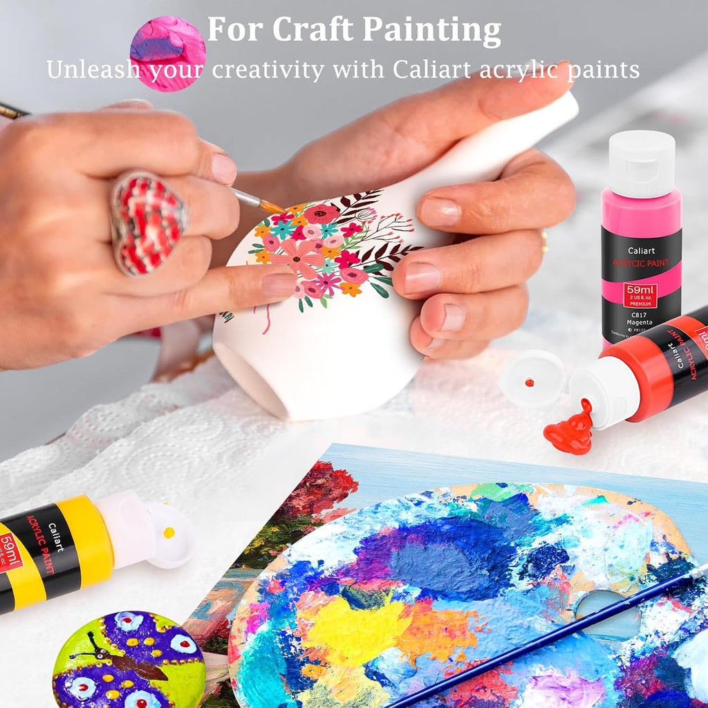 Caliart 36 Colors Acrylic Paint Set with 12 Brushes