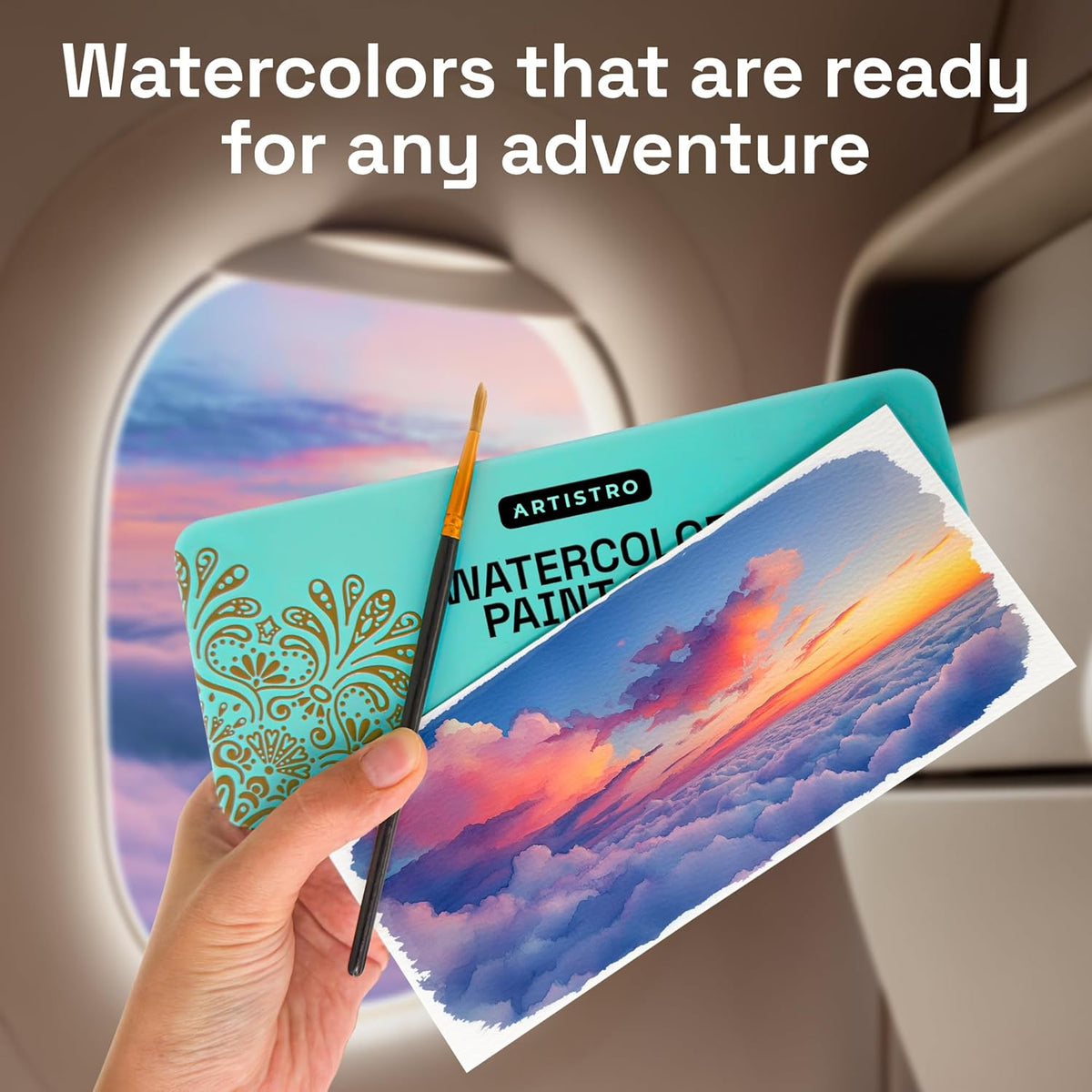 ARTISTRO Vivid Watercolor Paint Set with Palette & Brush Pens