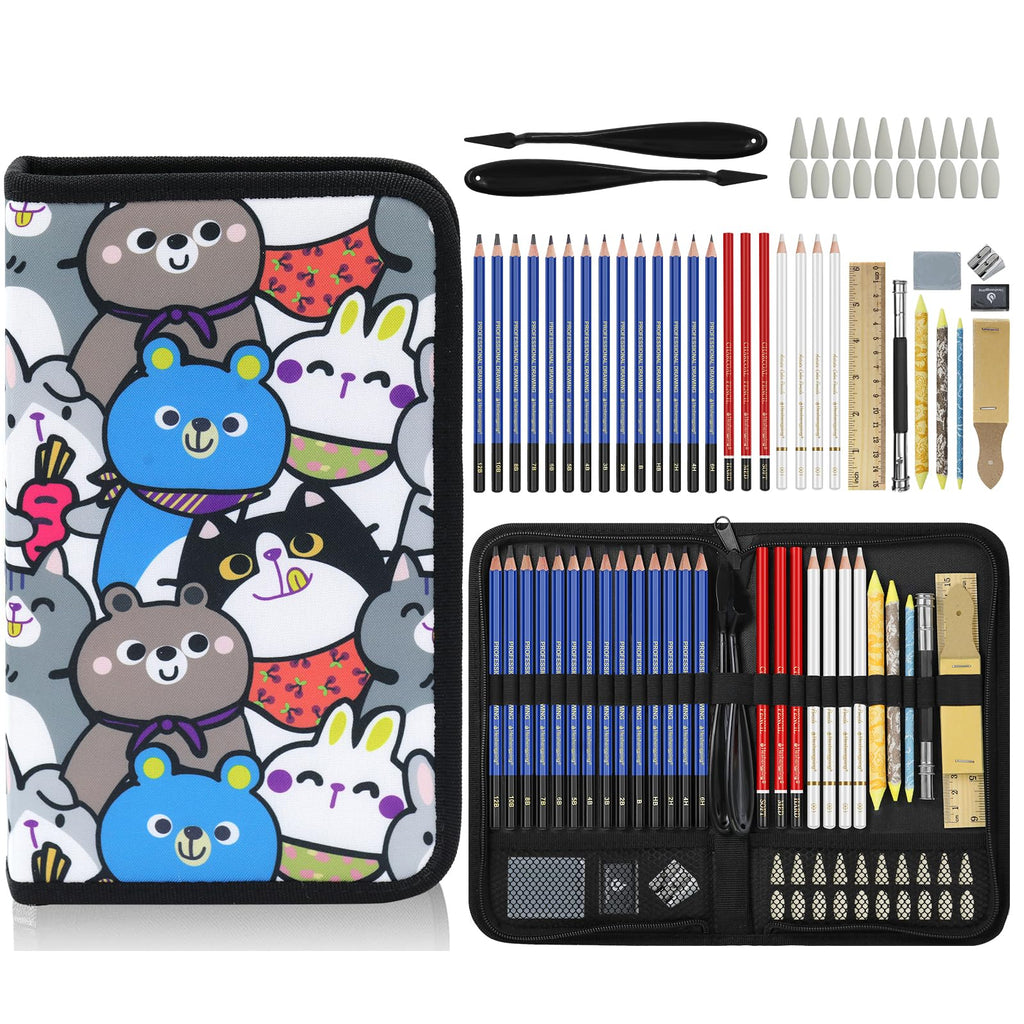 99 PCS Drawing Set, with 50 Page Drawing Pad, Coloring Book,Sketching, Graphite, Charcoal, Coloring Pencils, Blending Tools, Art Supplies Pencil Kit for Artists Adults Beginner Family Friends
