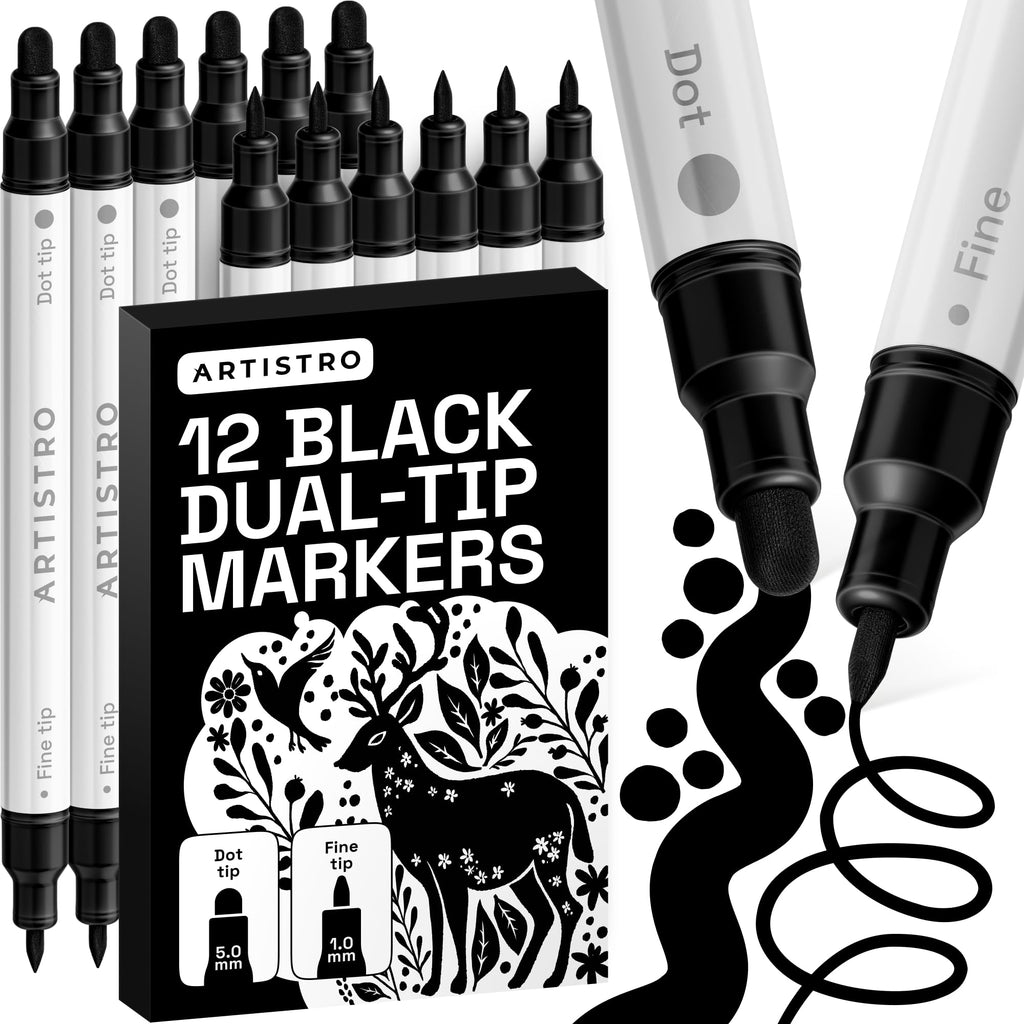 ARTISTRO Metallic Dual-Tip Acrylic Paint Marker Pens - Set of 24