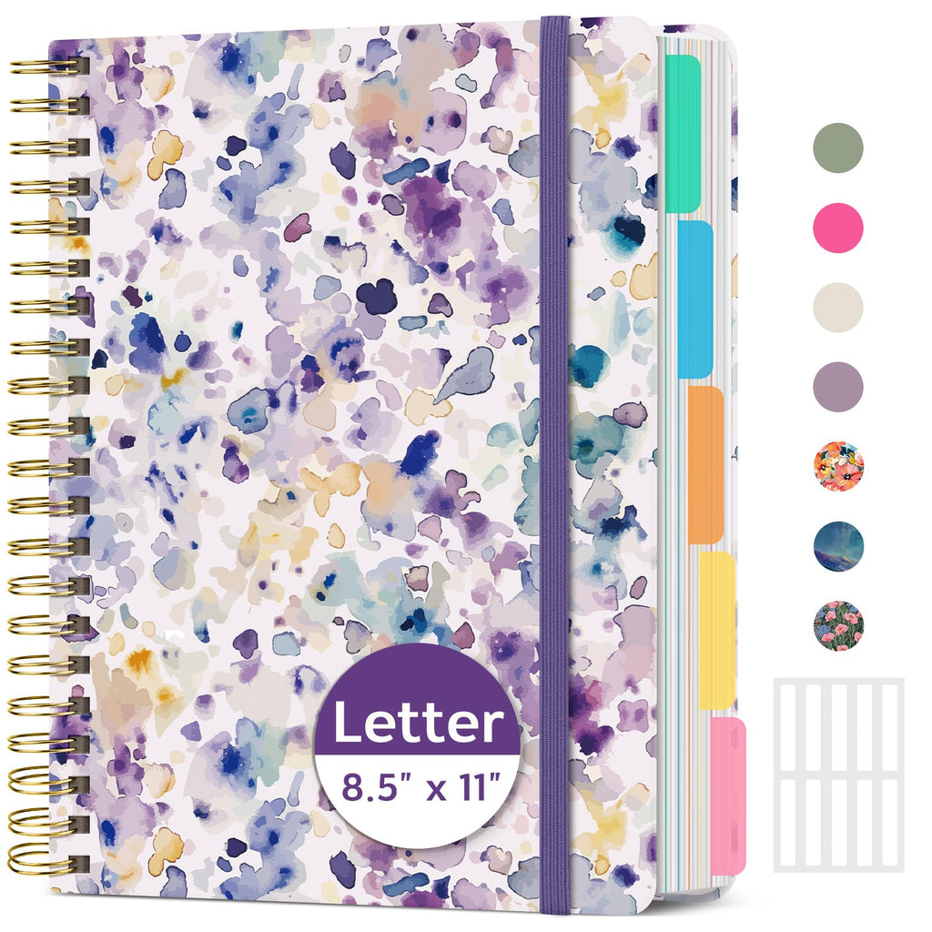 Taja Large Spiral Notebooks for Work 5 Subject with Removable Dividers