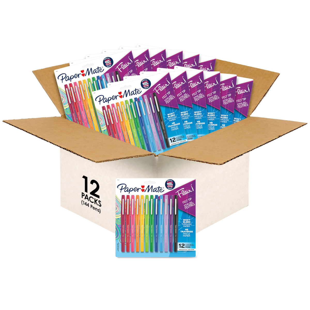 Paper Mate Flair Felt Tip Pens, Medium Point, Assorted Colors, 24 Count - Home, Office, Back to School, Teacher Supplies