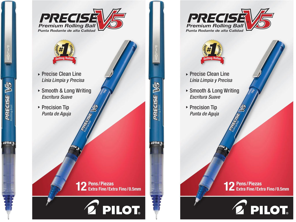 PILOT Precise V5, Extra Fine Point 0.5 mm Black Pens, Black, Pack of 12