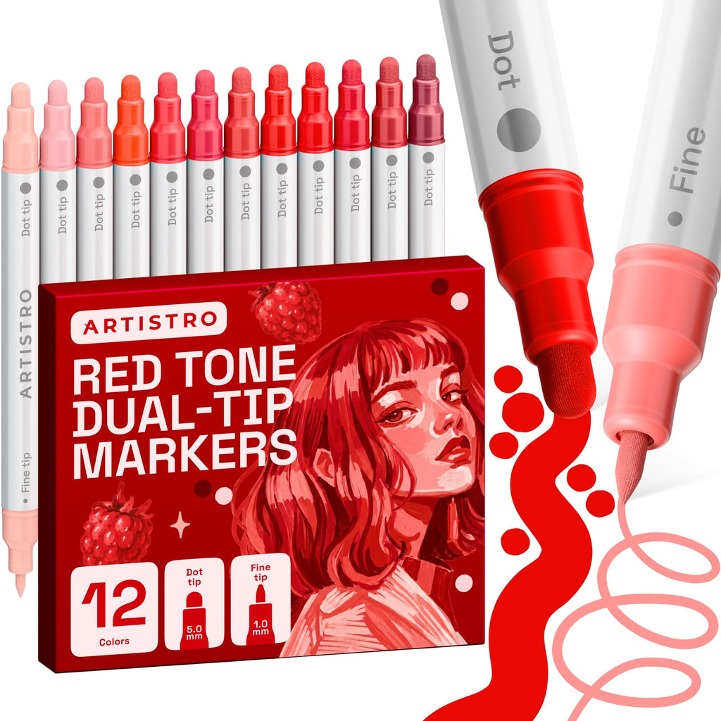ARTISTRO Metallic Dual-Tip Acrylic Paint Marker Pens - Set of 24