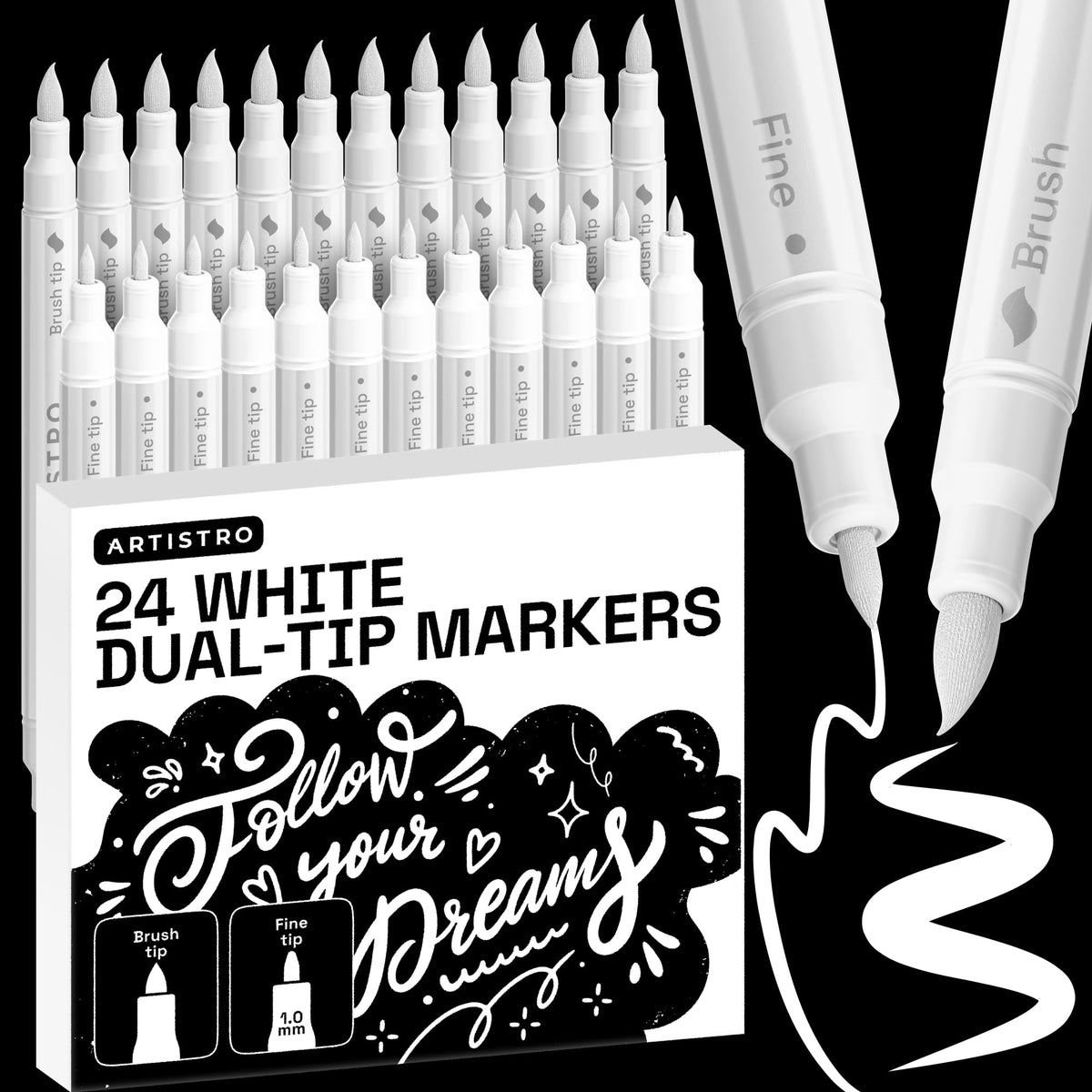 ARTISTRO 24 Skin Tones Dual-Tip Acrylic Paint Marker Pens for Drawing