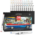 ARTEZA Alcohol Markers – Set of 36 Portrait & Skin Tone EverBlend Dual Tip Markers with Fine and Chisel Nibs and Organizer Box for Drawing