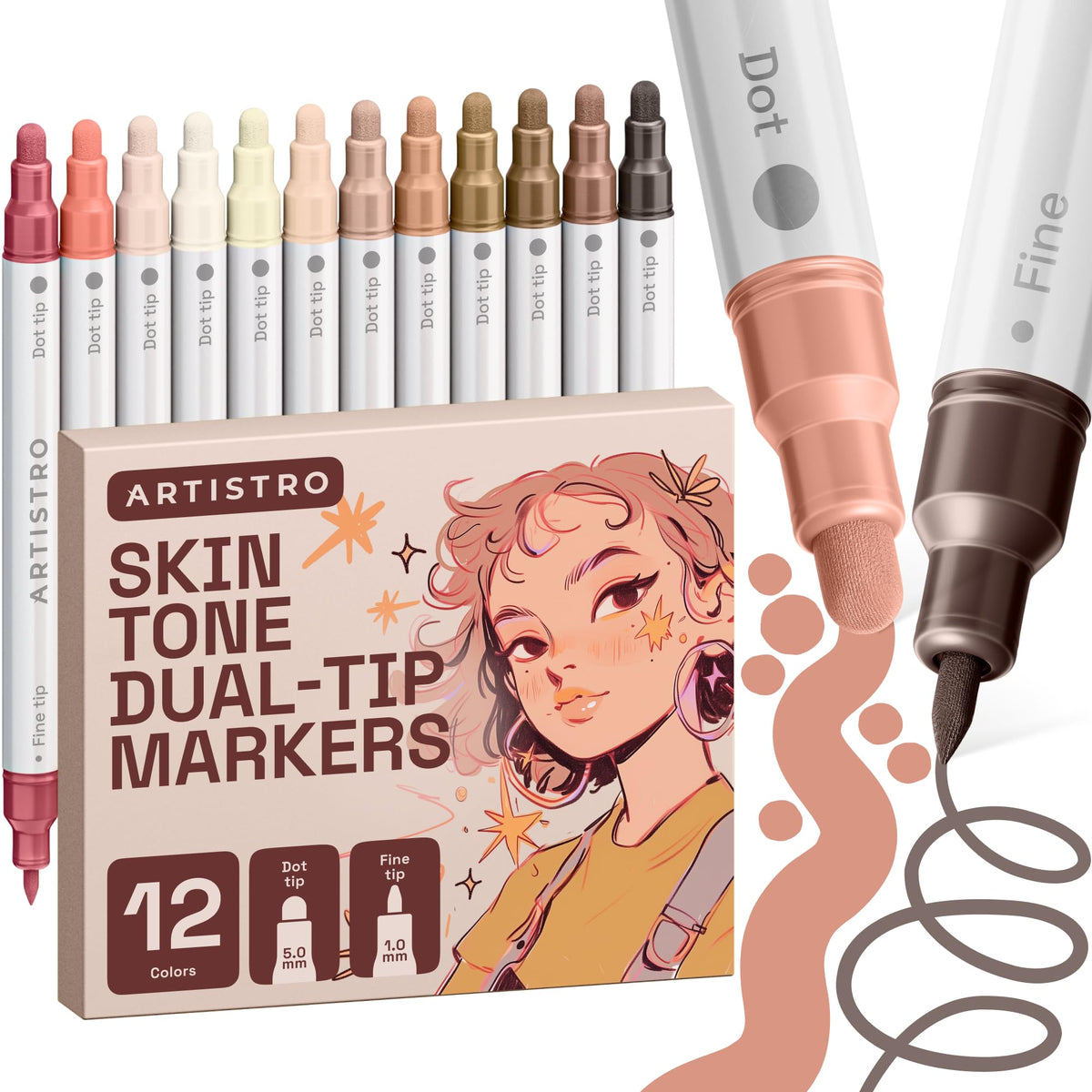 ARTISTRO Metallic Dual-Tip Acrylic Paint Marker Pens - Set of 24