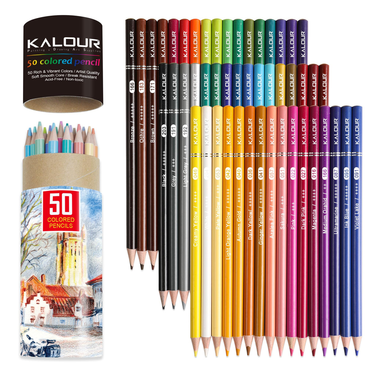KALOUR 72 Count Colored Pencils for Adult Coloring Books, Soft Core,Ideal for Drawing Blending Shading,Color Pencils Set Gift for Adults Kids Beginners