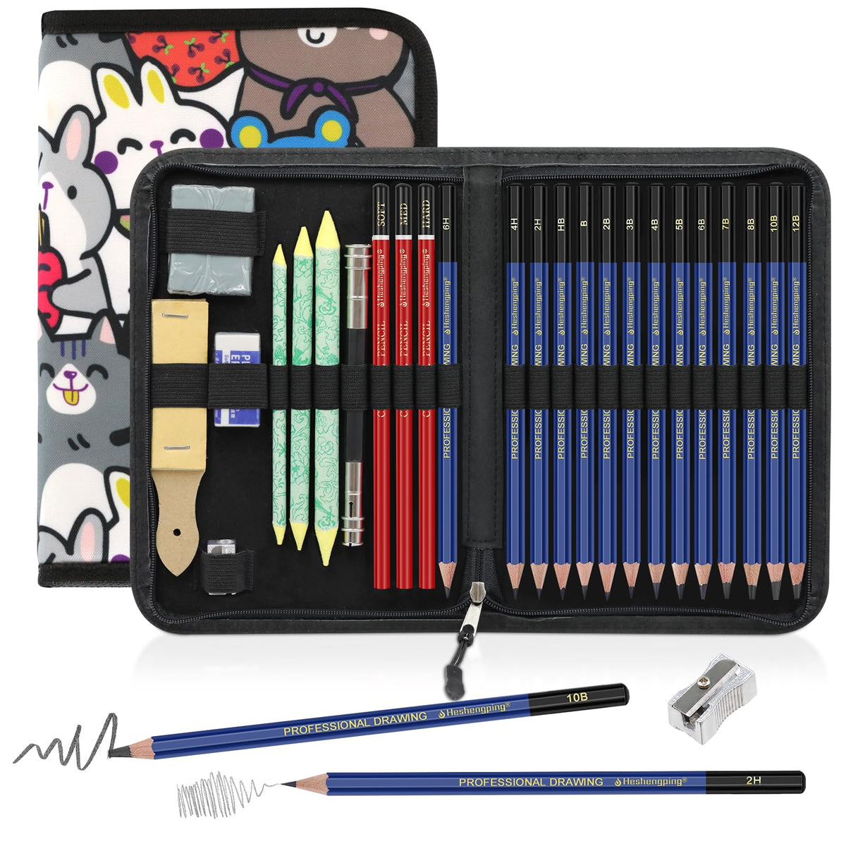 100 Art Supplies Drawing Kit Pro Drawing Supplies Set has 3-Color Sketchbook Coloring book Graphite Colored Charcoal Watercolor Pencils Drawing Set Gifts Case for Artists Adults Family