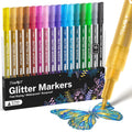 JusArt 16 Colors Glitter Markers, Glitter Pens, 0.7mm Acrylic Paint Markers