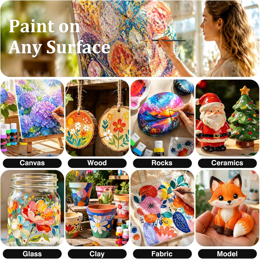 Caliart 36 Colors Acrylic Paint Set with 12 Brushes