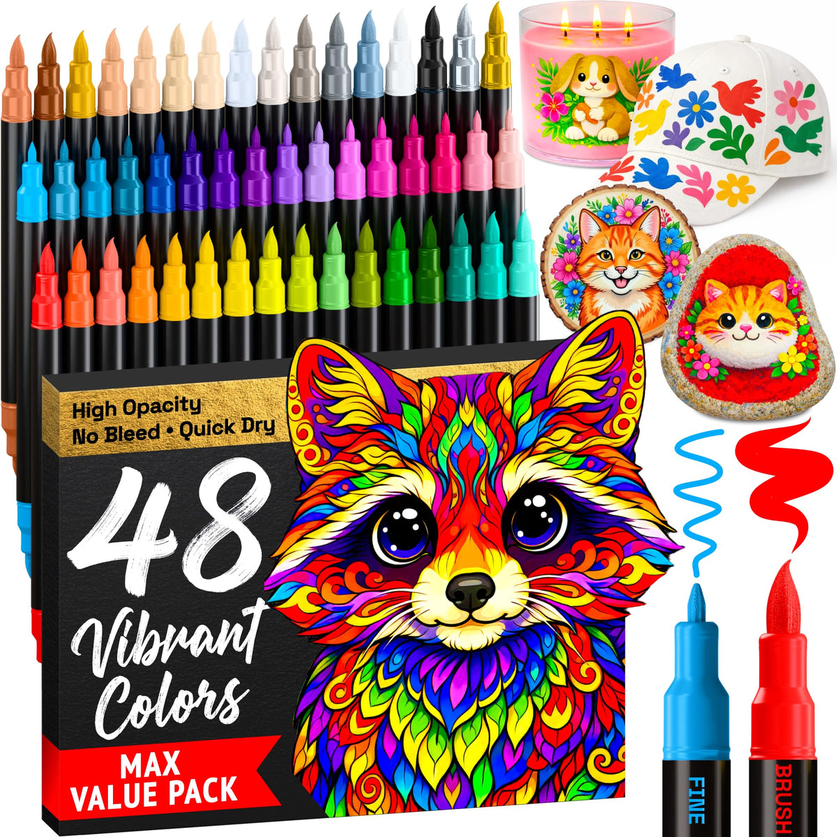 ARTISTRO 24 Metallic Dual-Tip Acrylic Paint Marker Pens for Drawing