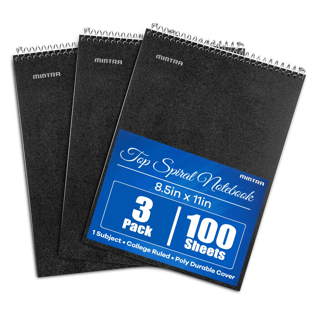 Mintra Office TOP BOUND Durable Spiral Notebooks (Lavender, Salmon, Sage Green, College Ruled 3pk)