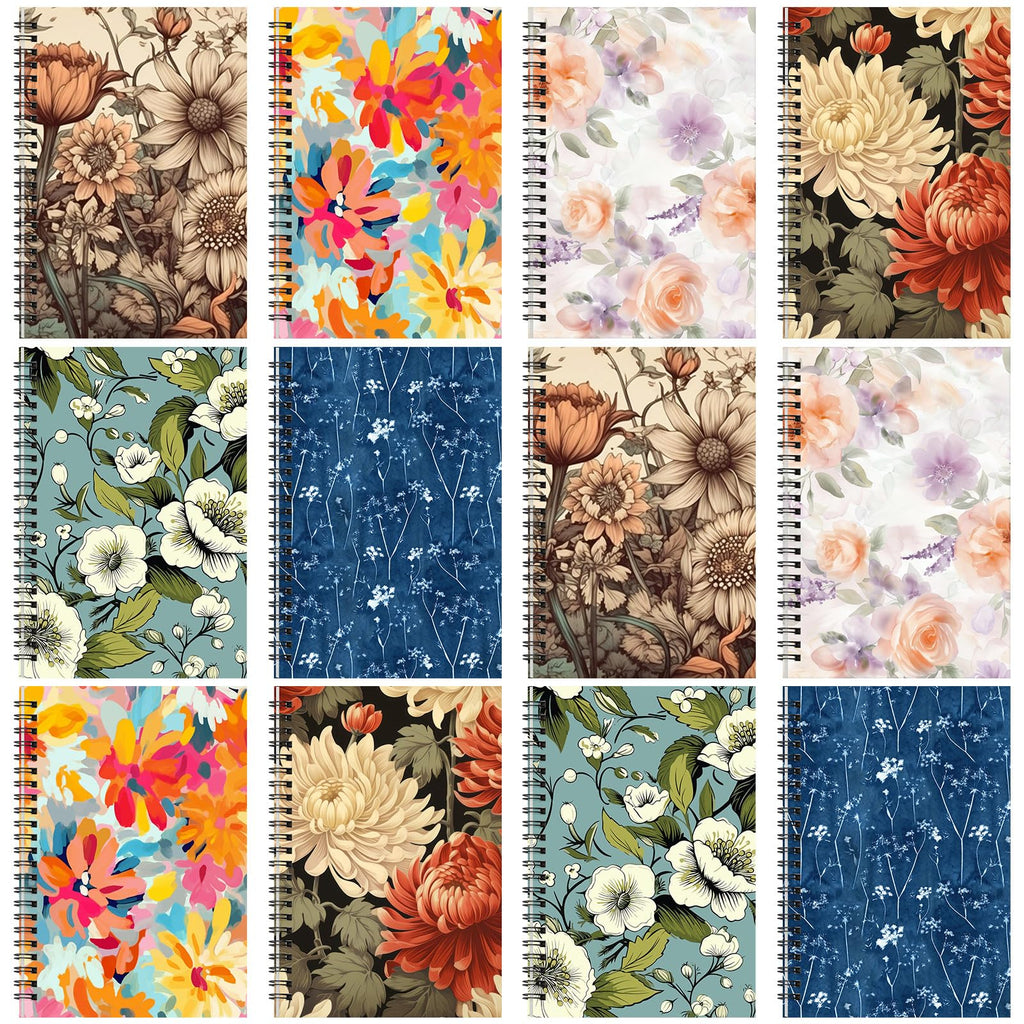 Fuutreo 12 Pcs Spiral Notebook for Work, 8.3 x 5.7 Office Color,Classic