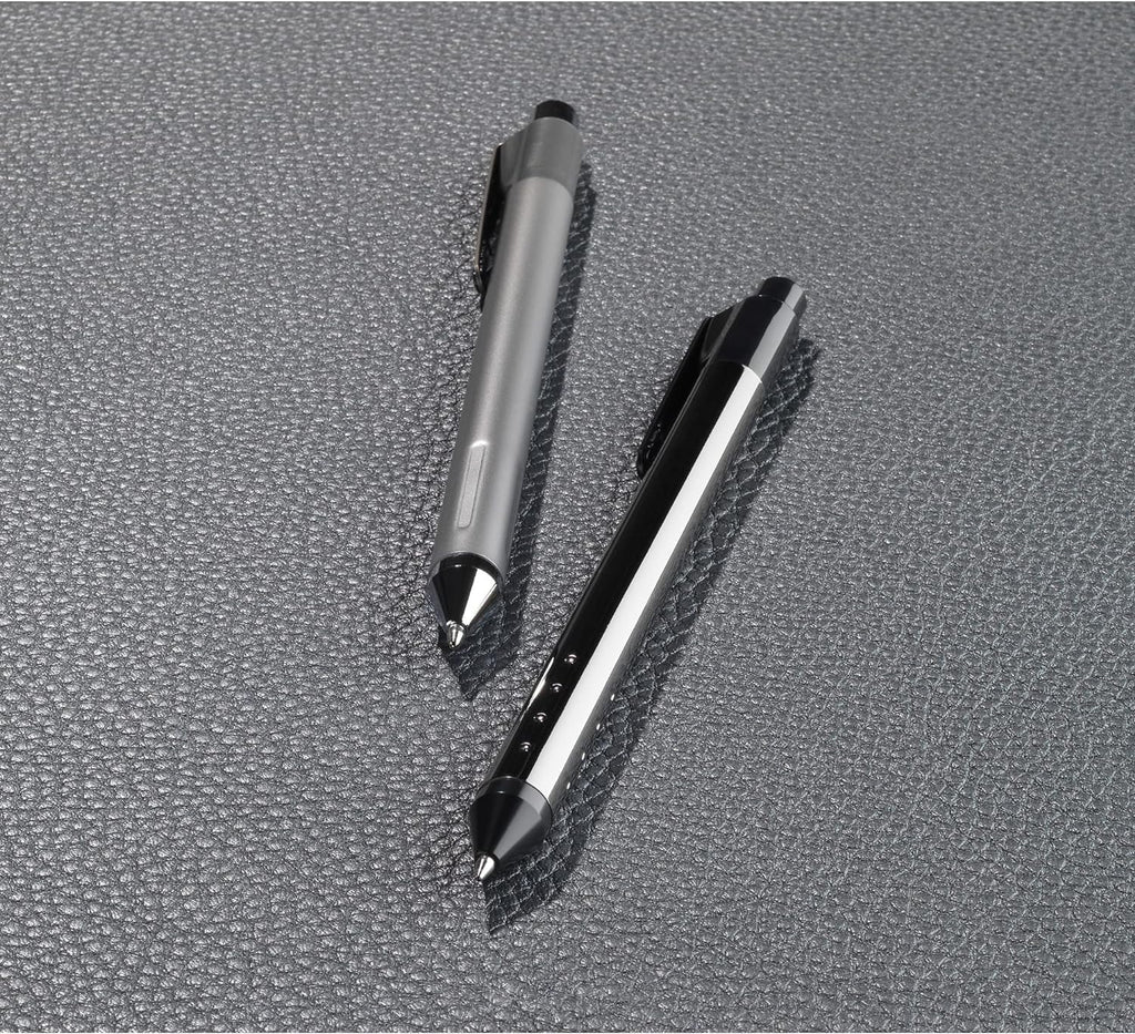 TUL Fine Writing Solid Metal Barrel Retractable Gel Pen With 2 Refills, Medium Point, 0.7 mm, Gunmetal Gray Barrel, Assorted Ink Colors