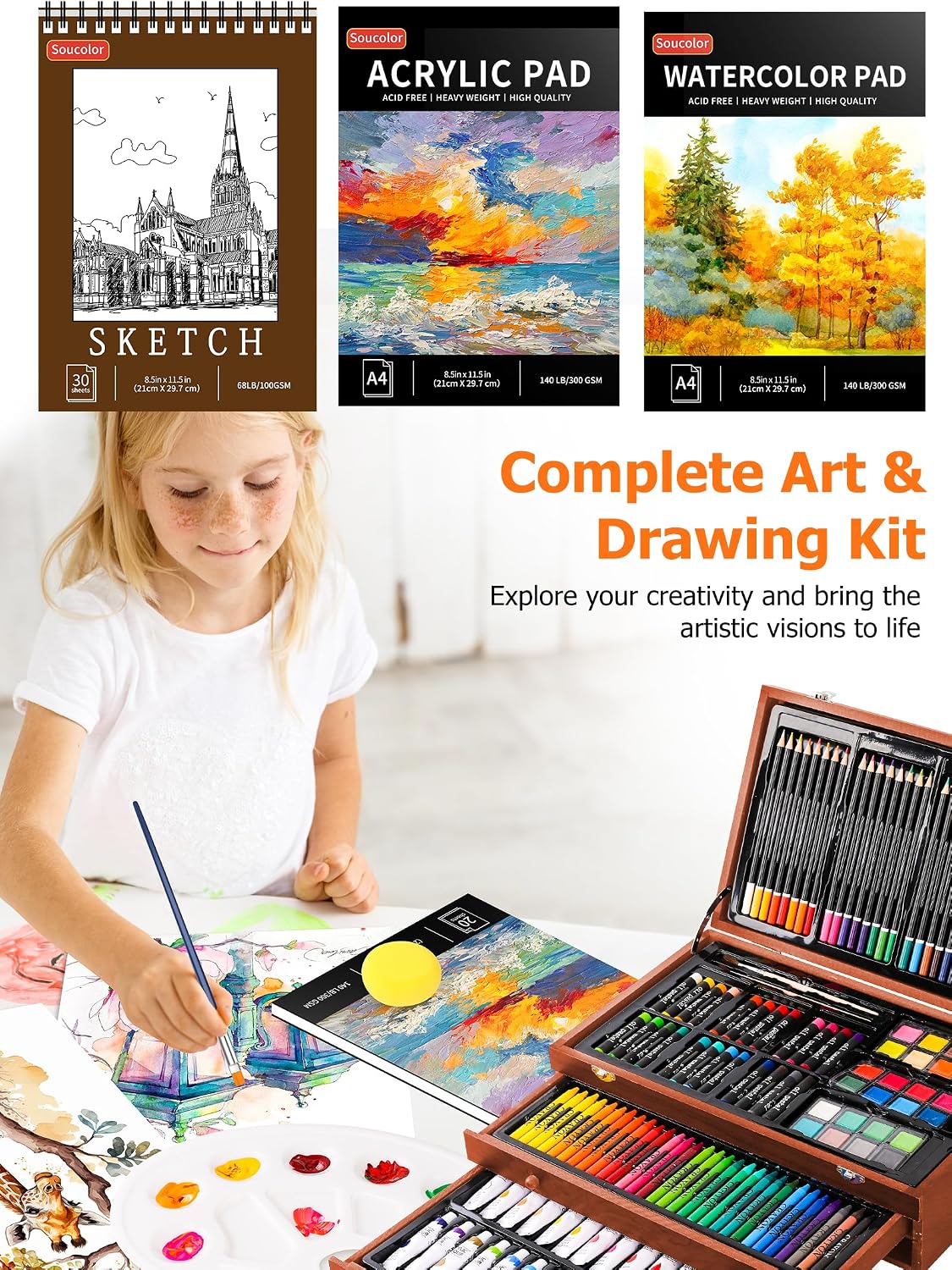 Soucolor Art Supplies,192 Pack Deluxe Art Set Drawing Painting Supplies Kit