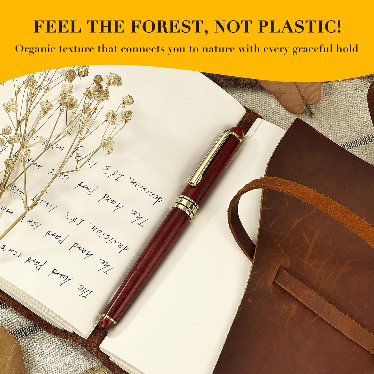BEILUNER Wood Rollerball Pen Set, Elegant, Rosewood with Gold Finish