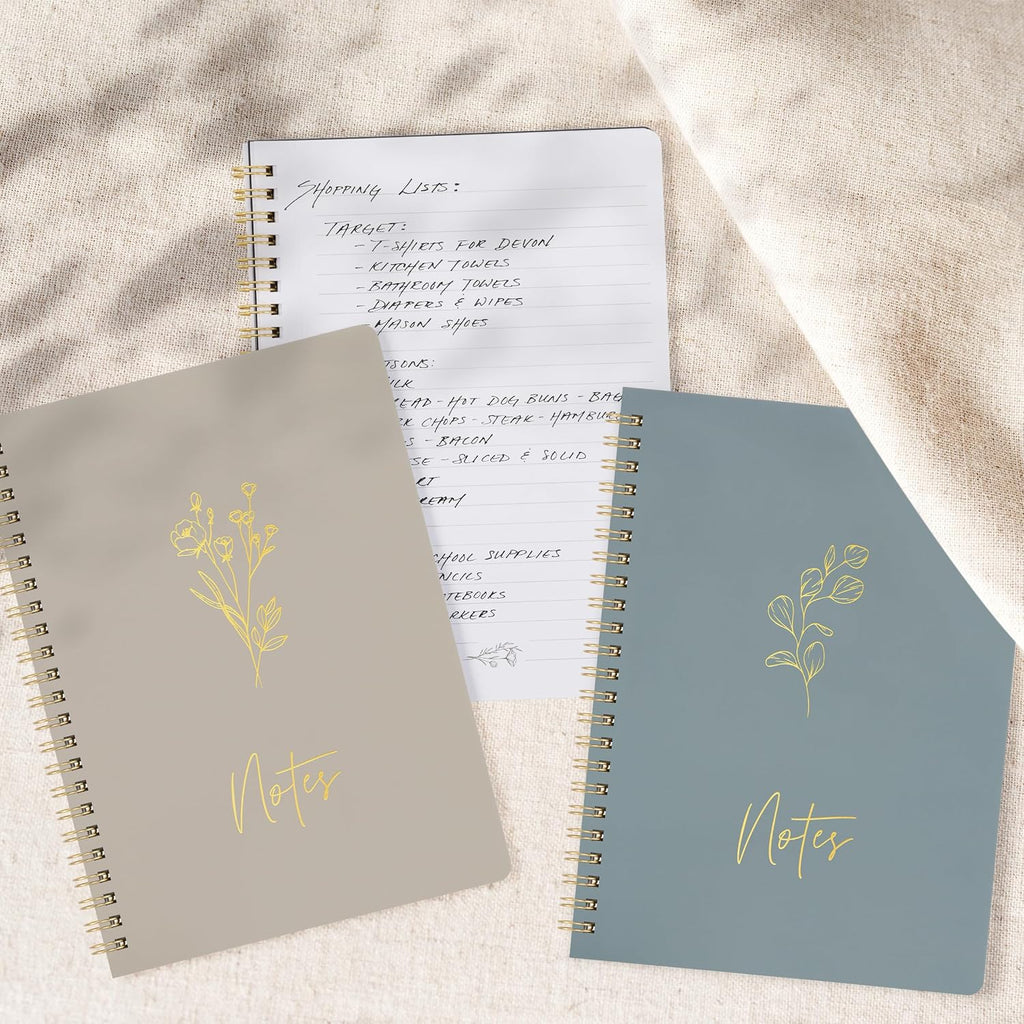 Aesthetic Spiral Notebook Set of 3 For Women - Cute College Ruled Journals