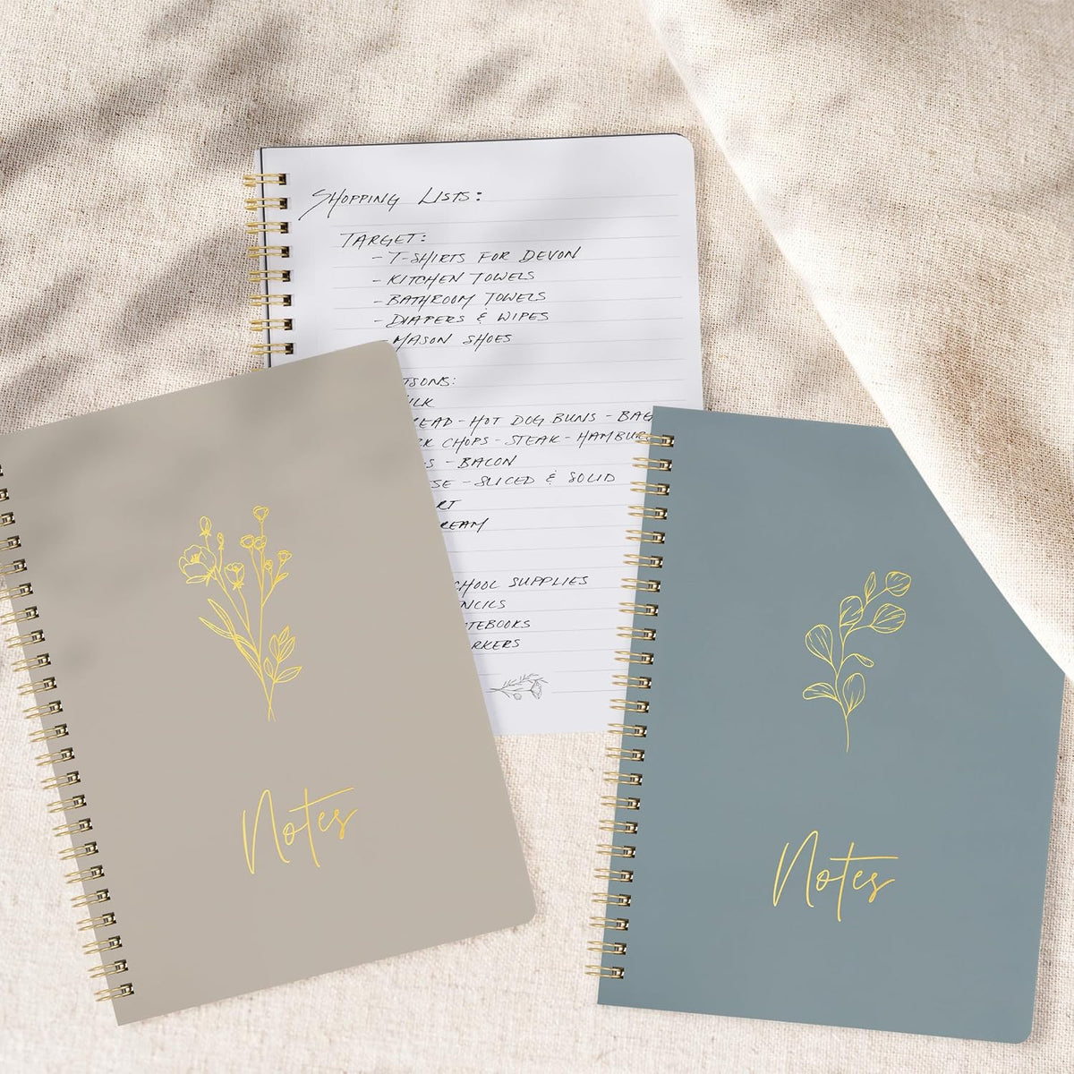 Aesthetic Spiral Notebook Set of 3 For Women - Cute College Ruled Journals