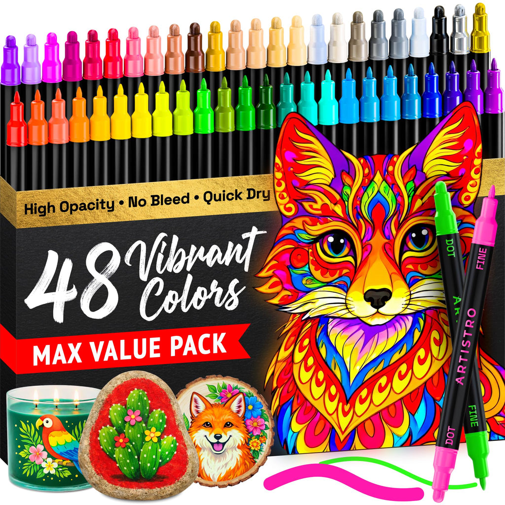 ARTISTRO Metallic Dual-Tip Acrylic Paint Marker Pens - Set of 24