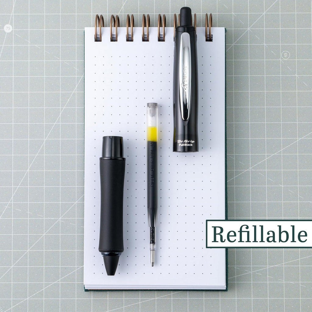 PILOT Dr. Grip FullBlack Ballpoint Pen, Black Ink, Single Pen