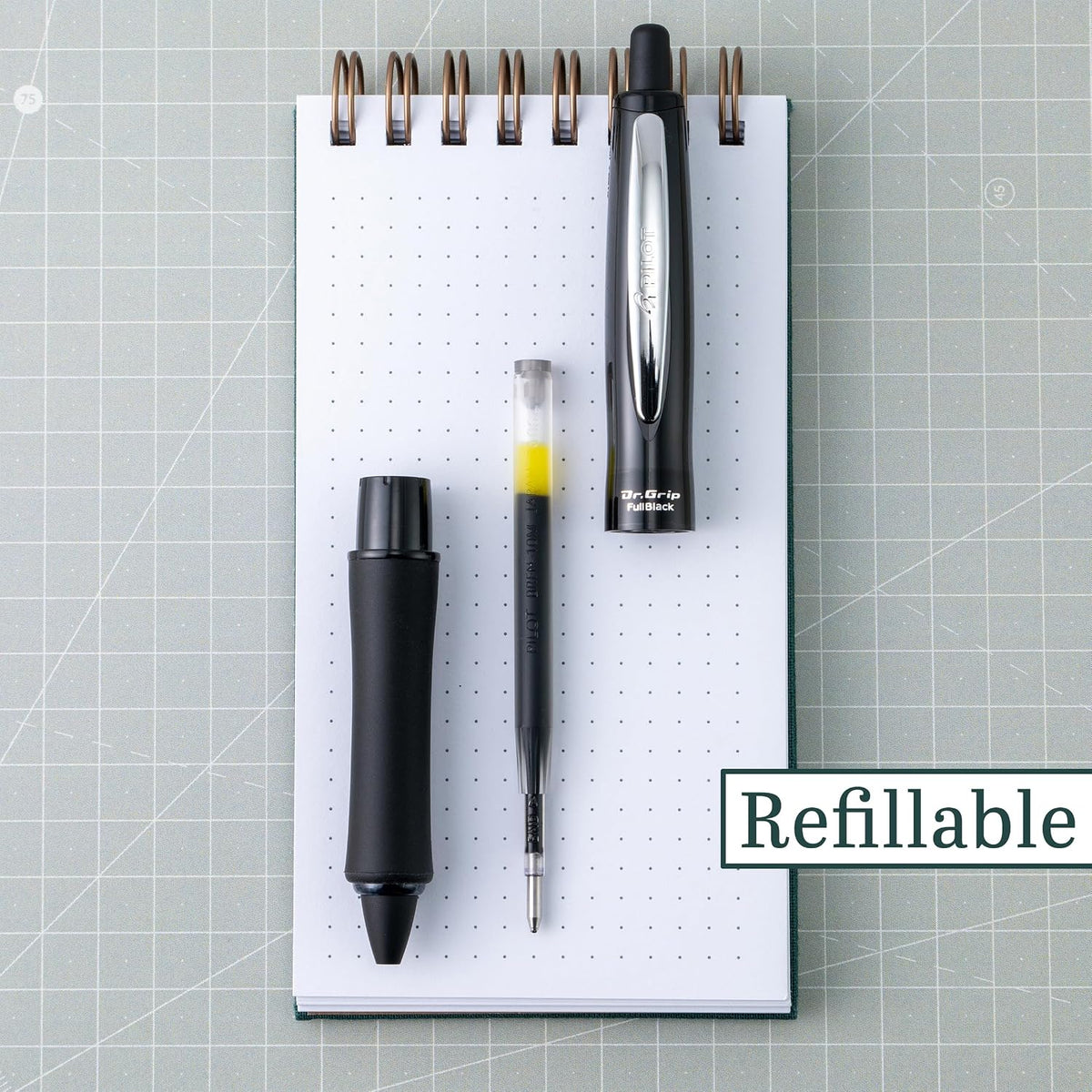 PILOT Dr. Grip FullBlack Ballpoint Pen, Black Ink, Single Pen