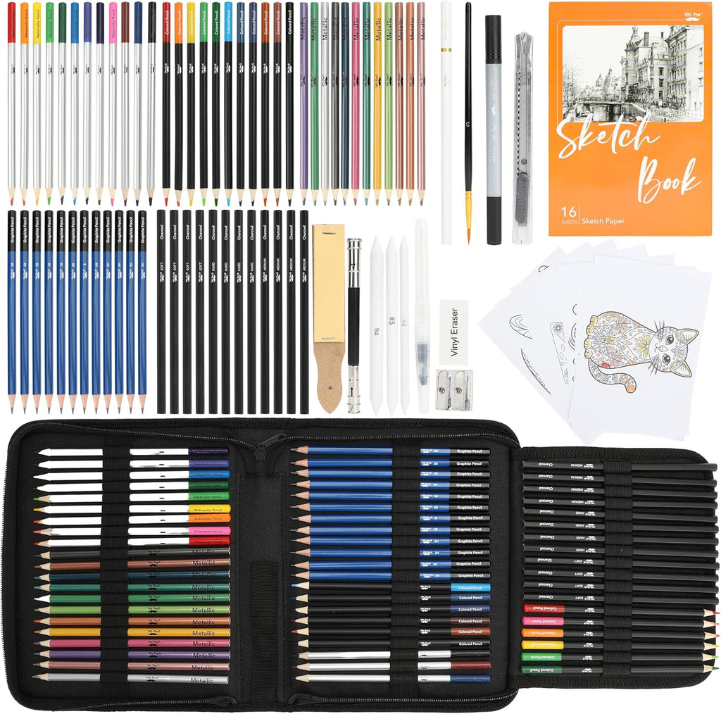 Mr. Pen- Drawing Set Sketching Kit, 81 Pack, Art Supplies with Sketchbook